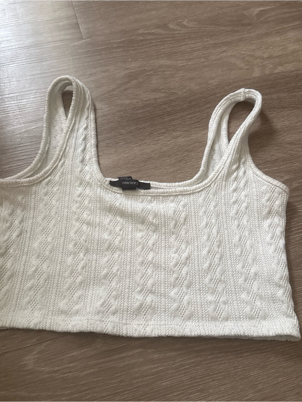 Forever 21 Cream Cable Knit Cropped Tank